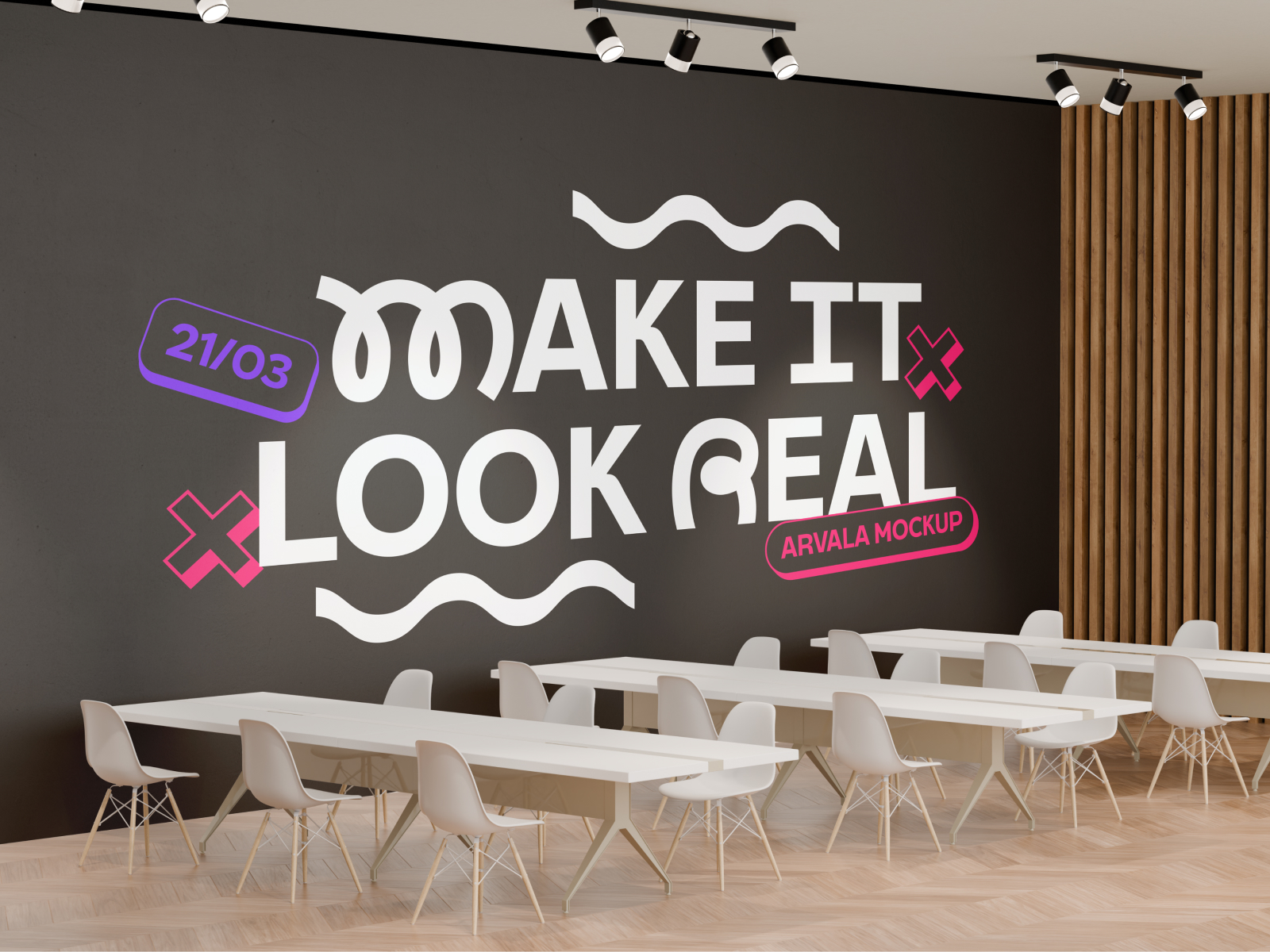 Wall Mural at Workspace Mockup